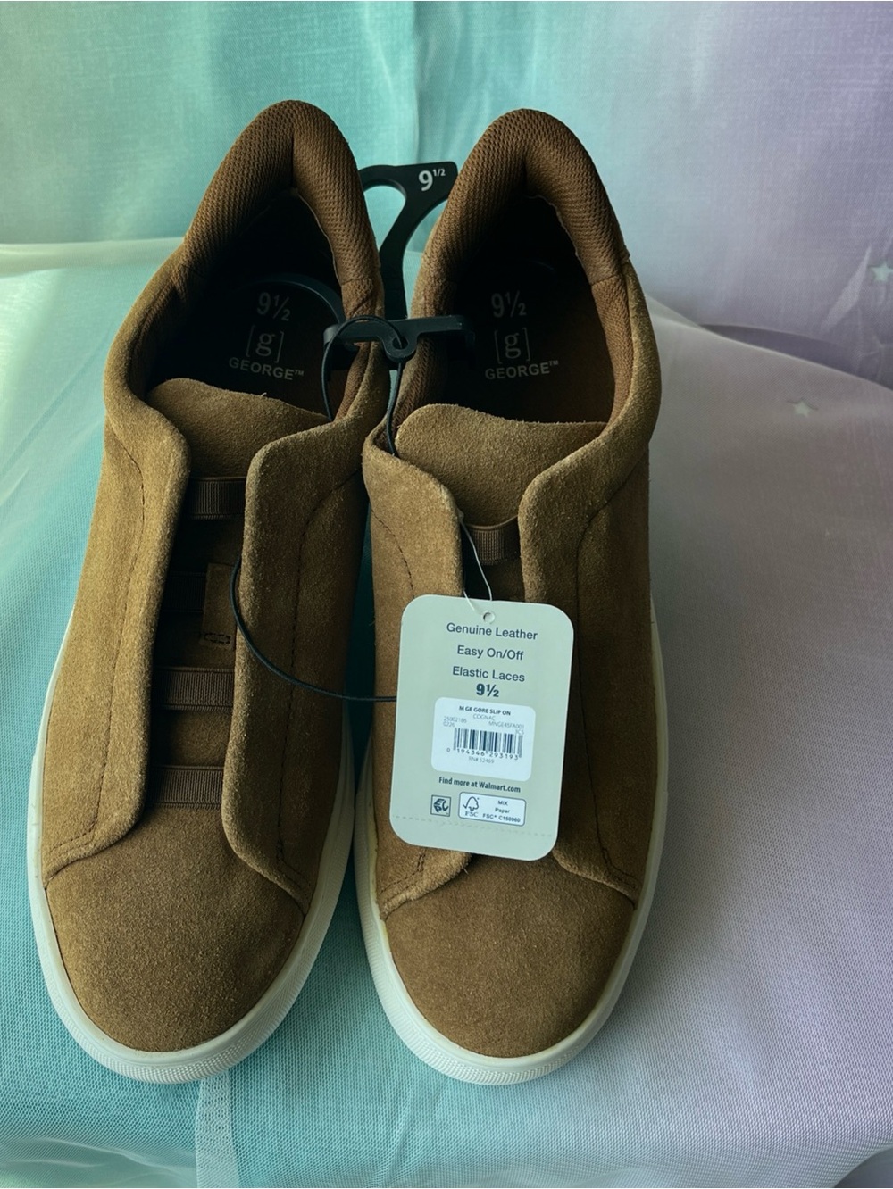 George Mens Gore Slip On Suede Leather Shoes In Cognac Size 9 1/2 NWT